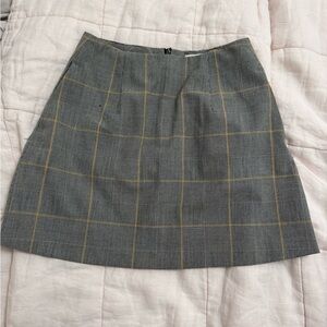 Wilfred Gray and Gold Plaid Mini Skirt